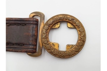 旧日本軍　中国・台湾総督府関連　円形意匠のベルト&バックル　(R-086307)