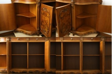 中古　イタリア製　美品　美しい彫刻装飾とマーケットリーが施された特大サイズ(幅2.5メートル)のサイドボード　定価約175万円　(R-086312)