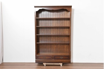 中古　美品　カリモク家具(karimoku)　コロニアルシリーズ　クラシカルな意匠の本棚　定価約18万円　(R-086136)