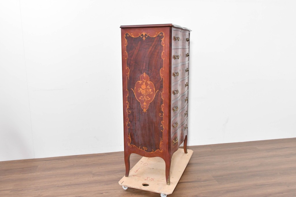 中古　六本木アピス(APIS)取り扱い　イタリア最高級家具　MARCONI ARTE(マルコーニ アルテ)　象嵌装飾が芸術品のような存在感を放つチェスト　定価約46万円　(R-086317)
