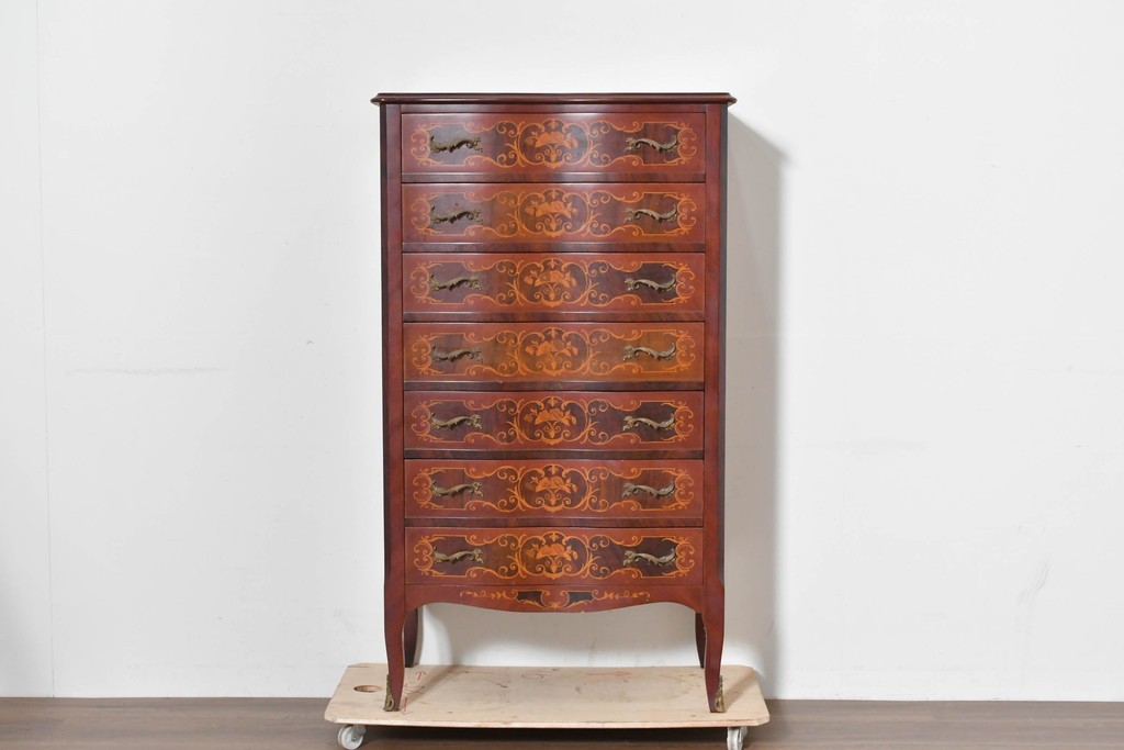 中古　六本木アピス(APIS)取り扱い　イタリア最高級家具　MARCONI ARTE(マルコーニ アルテ)　象嵌装飾が芸術品のような存在感を放つチェスト　定価約46万円　(R-086317)
