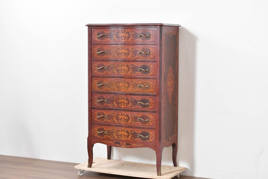 中古　六本木アピス(APIS)取り扱い　イタリア最高級家具　MARCONI ARTE(マルコーニ アルテ)　象嵌装飾が芸術品のような存在感を放つチェスト　定価約46万円　(R-086317)