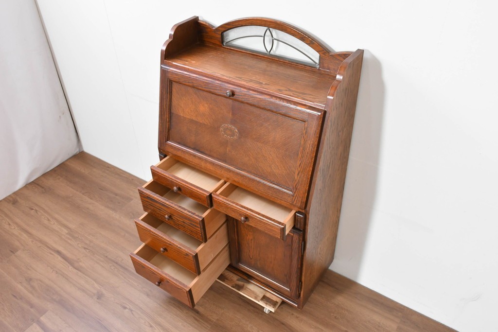 中古　美品　三越家具(現カントリーハウス)　Brugge(ブルージュ)　木目が美しいライティングビューロー　定価約37万円　(R-086318)