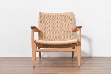 中古　超美品　CARL HANSEN & SON(カール・ハンセン&サン)　Hans J. Wegner(ハンス・J・ウェグナー)デザイン CH25　オーク材　ペーパーコードのラウンジチェア　定価約56万7千円　(R-086323)
