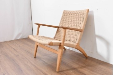 中古　超美品　CARL HANSEN & SON(カール・ハンセン&サン)　Hans J. Wegner(ハンス・J・ウェグナー)デザイン CH25　オーク材　ペーパーコードのラウンジチェア　定価約56万7千円　(R-086323)