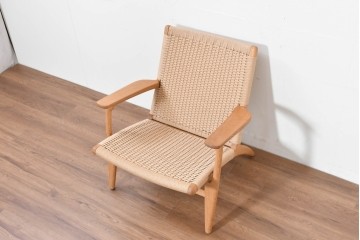 中古　超美品　CARL HANSEN & SON(カール・ハンセン&サン)　Hans J. Wegner(ハンス・J・ウェグナー)デザイン CH25　オーク材　ペーパーコードのラウンジチェア　定価約56万7千円　(R-086323)