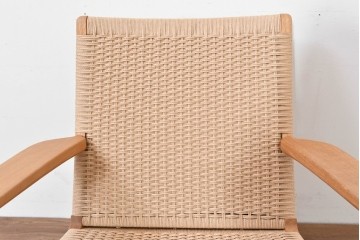 中古　超美品　CARL HANSEN & SON(カール・ハンセン&サン)　Hans J. Wegner(ハンス・J・ウェグナー)デザイン CH25　オーク材　ペーパーコードのラウンジチェア　定価約56万7千円　(R-086323)