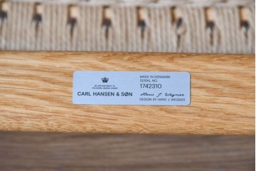 中古　超美品　CARL HANSEN & SON(カール・ハンセン&サン)　Hans J. Wegner(ハンス・J・ウェグナー)デザイン CH25　オーク材　ペーパーコードのラウンジチェア　定価約56万7千円　(R-086323)