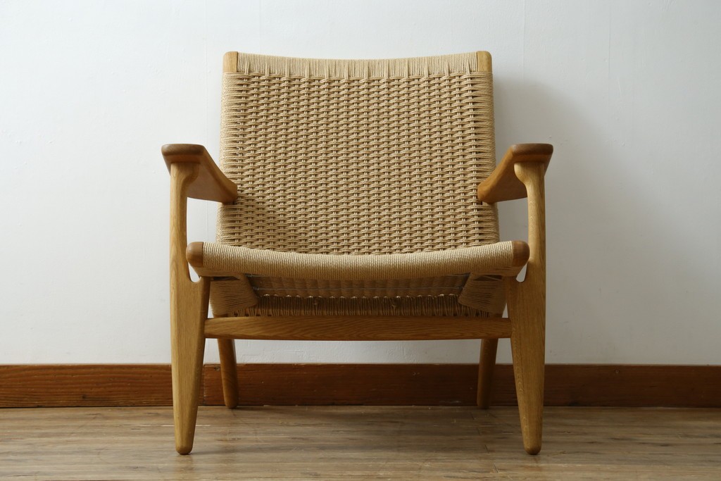 中古　超美品　CARL HANSEN & SON(カール・ハンセン&サン)　Hans J. Wegner(ハンス・J・ウェグナー)デザイン CH25　オーク材　ペーパーコードのラウンジチェア　定価約56万7千円　(R-086323)