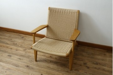 中古　超美品　CARL HANSEN & SON(カール・ハンセン&サン)　Hans J. Wegner(ハンス・J・ウェグナー)デザイン CH25　オーク材　ペーパーコードのラウンジチェア　定価約56万7千円　(R-086323)