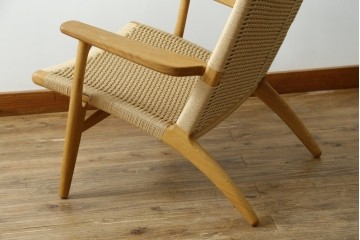中古　超美品　CARL HANSEN & SON(カール・ハンセン&サン)　Hans J. Wegner(ハンス・J・ウェグナー)デザイン CH25　オーク材　ペーパーコードのラウンジチェア　定価約56万7千円　(R-086323)