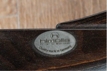 中古　ドイツ高級ブランド　himolla(ヒモラ)　ゼロストレス　高級感のある本革シートのリクライニングチェアとオットマンのセット　定価約21万円　(R-086326)