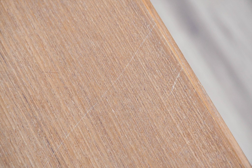 和製ヴィンテージ　前板無垢材の良品!　チーク材　書類を立てて収納できる仕切り付きのキャスターデスクワゴン　(R-086327)