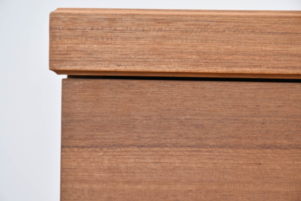 和製ヴィンテージ　前板無垢材の良品!　チーク材　書類を立てて収納できる仕切り付きのキャスターデスクワゴン　(R-086327)