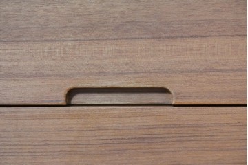 和製ヴィンテージ　前板無垢材の良品!　チーク材　書類を立てて収納できる仕切り付きのキャスターデスクワゴン　(R-086328)