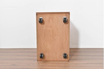 和製ヴィンテージ　前板無垢材の良品!　チーク材　書類を立てて収納できる仕切り付きのキャスターデスクワゴン　(R-086328)