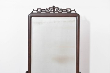 和製ヴィンテージ　上質な逸品!!　オリエンタルデザイン　丁寧に彫り込まれた透かし彫りの姿見　(R-086331)