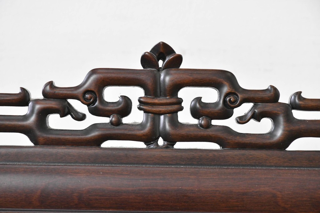 和製ヴィンテージ　上質な逸品!!　オリエンタルデザイン　丁寧に彫り込まれた透かし彫りの姿見　(R-086331)