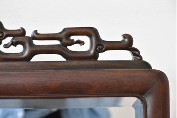 和製ヴィンテージ　上質な逸品!!　オリエンタルデザイン　丁寧に彫り込まれた透かし彫りの姿見　(R-086331)