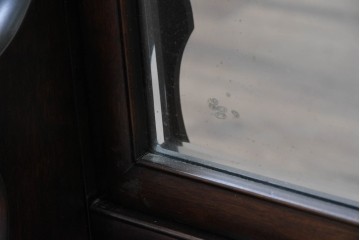 和製ヴィンテージ　上質な逸品!!　オリエンタルデザイン　丁寧に彫り込まれた透かし彫りの姿見　(R-086331)