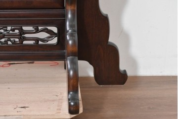 和製ヴィンテージ　上質な逸品!!　オリエンタルデザイン　丁寧に彫り込まれた透かし彫りの姿見　(R-086331)