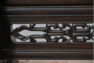 和製ヴィンテージ　上質な逸品!!　オリエンタルデザイン　丁寧に彫り込まれた透かし彫りの姿見　(R-086331)