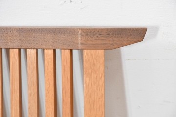 中古　美品　柏木工(KASHIWA)　高山ウッドワークス　ウォールナット材&オーク材　編み込み座面×格子デザインのW560イージーチェア　定価約20万円　(R-086333)