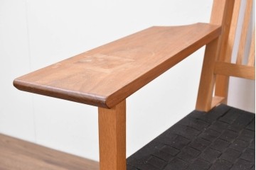 中古　美品　柏木工(KASHIWA)　高山ウッドワークス　ウォールナット材&オーク材　編み込み座面×格子デザインのW560イージーチェア　定価約20万円　(R-086333)