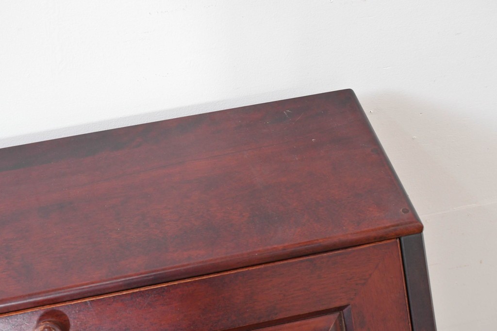 中古　美品　国産職人手作り　樺(カバ)材　深みのある赤褐色の木色が美しいライティングビューロー　(R-086339)