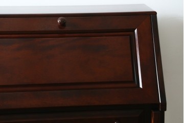 中古　美品　国産職人手作り　樺(カバ)材　深みのある赤褐色の木色が美しいライティングビューロー　(R-086339)