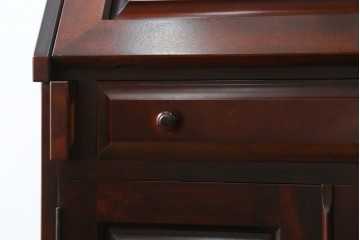 中古　美品　国産職人手作り　樺(カバ)材　深みのある赤褐色の木色が美しいライティングビューロー　(R-086339)