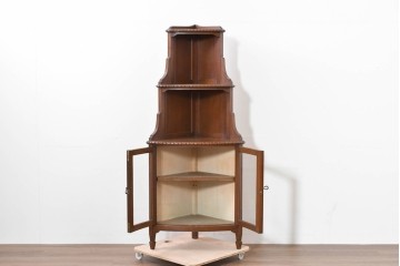 和製アンティーク　上質な作り!!　チーク材　古い洋館のコーナーキャビネット　(R-086340)
