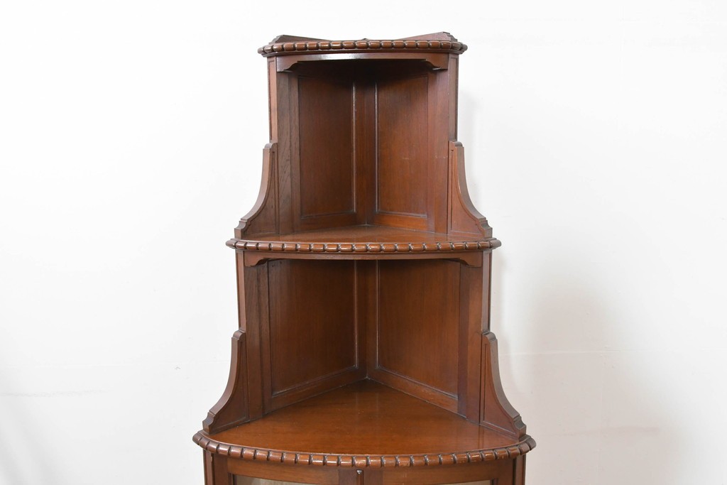 和製アンティーク　上質な作り!!　チーク材　古い洋館のコーナーキャビネット　(R-086340)