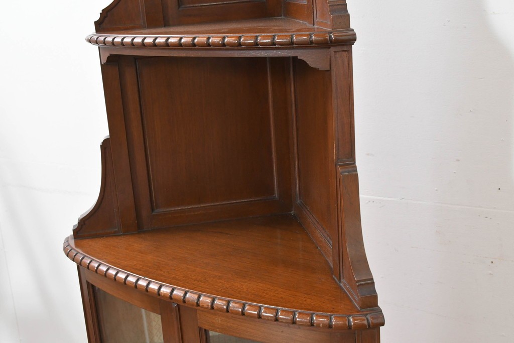 和製アンティーク　上質な作り!!　チーク材　古い洋館のコーナーキャビネット　(R-086340)