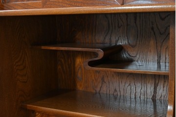 中古　美品　国産職人手作り　欅(ケヤキ)材　力強く美しい木目の茶箪笥　(R-086341)