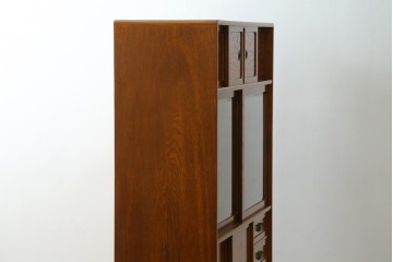 中古　美品　国産職人手作り　欅(ケヤキ)材　力強く美しい木目の茶箪笥　(R-086341)