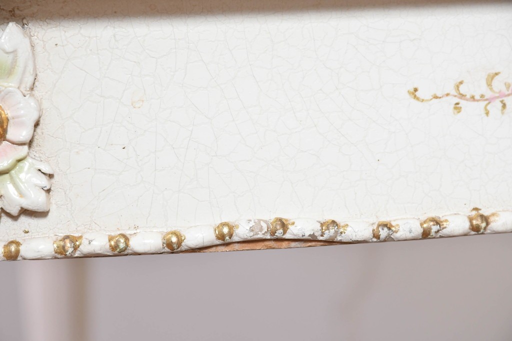 中古　イタリア高級家具　Mario Colciago&Figli(マリオ・コルチャゴ)　ロココ調の優雅な彫刻と絵付けが美しいダイニングテーブル　定価約180万円　(R-086345)