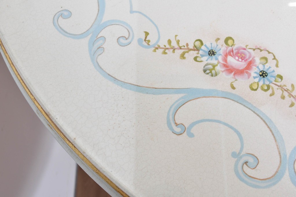 中古　イタリア高級家具　Mario Colciago&Figli(マリオ・コルチャゴ)　ロココ調の優雅な彫刻と絵付けが美しいダイニングテーブル　定価約180万円　(R-086345)