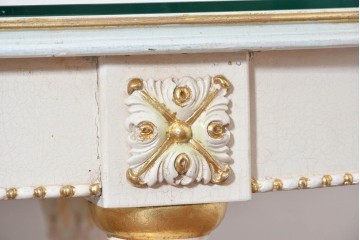 中古　イタリア高級家具　Mario Colciago&Figli(マリオ・コルチャゴ)　ロココ調の優雅な彫刻と絵付けが美しいダイニングテーブル　定価約180万円　(R-086345)