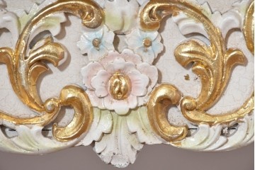 中古　イタリア高級家具　Mario Colciago&Figli(マリオ・コルチャゴ)　ロココ調の優雅な彫刻と絵付けが美しいダイニングテーブル　定価約180万円　(R-086345)