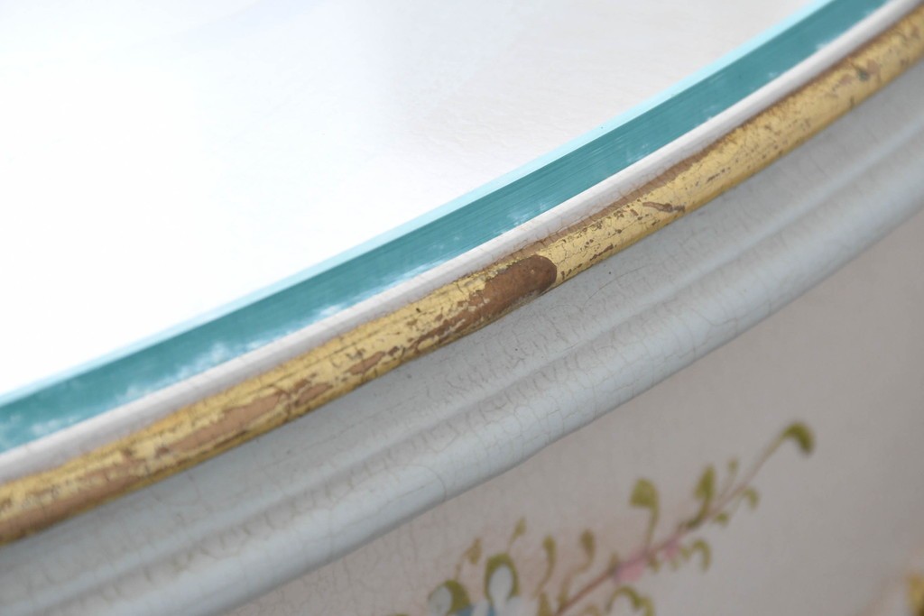 中古　イタリア高級家具　Mario Colciago&Figli(マリオ・コルチャゴ)　ロココ調の優雅な彫刻と絵付けが美しいダイニングテーブル　定価約180万円　(R-086345)