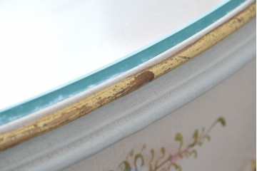 中古　イタリア高級家具　Mario Colciago&Figli(マリオ・コルチャゴ)　ロココ調の優雅な彫刻と絵付けが美しいダイニングテーブル　定価約180万円　(R-086345)