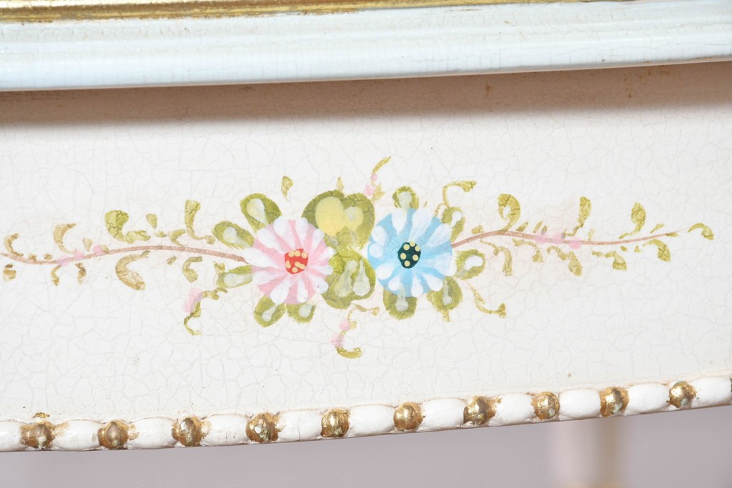 中古　イタリア高級家具　Mario Colciago&Figli(マリオ・コルチャゴ)　ロココ調の優雅な彫刻と絵付けが美しいダイニングテーブル　定価約180万円　(R-086345)