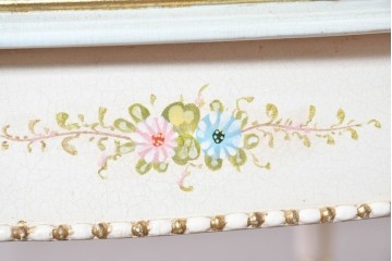 中古　イタリア高級家具　Mario Colciago&Figli(マリオ・コルチャゴ)　ロココ調の優雅な彫刻と絵付けが美しいダイニングテーブル　定価約180万円　(R-086345)