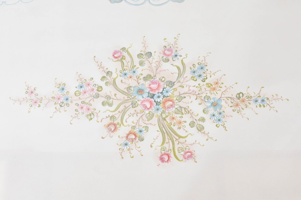 中古　イタリア高級家具　Mario Colciago&Figli(マリオ・コルチャゴ)　ロココ調の優雅な彫刻と絵付けが美しいダイニングテーブル　定価約180万円　(R-086345)