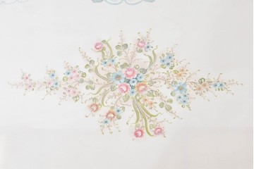 中古　イタリア高級家具　Mario Colciago&Figli(マリオ・コルチャゴ)　ロココ調の優雅な彫刻と絵付けが美しいダイニングテーブル　定価約180万円　(R-086345)