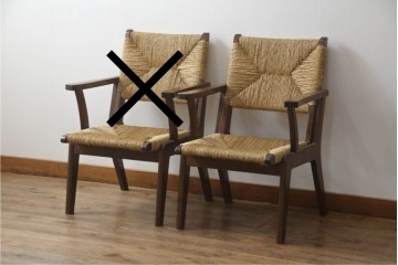 中古　美品　松本民芸家具　#521L型　直線的な木部と丁寧な編み込みが調和したラッシアームチェア　定価約19万3千円　(R-086347)