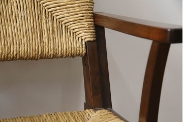 中古　美品　松本民芸家具　#521L型　直線的な木部と丁寧な編み込みが調和したラッシアームチェア　定価約19万3千円　(R-086347)