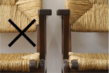 中古　美品　松本民芸家具　#521L型　直線的な木部と丁寧な編み込みが調和したラッシアームチェア　定価約19万3千円　(R-086347)