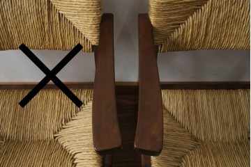 中古　美品　松本民芸家具　#521L型　直線的な木部と丁寧な編み込みが調和したラッシアームチェア　定価約19万3千円　(R-086347)